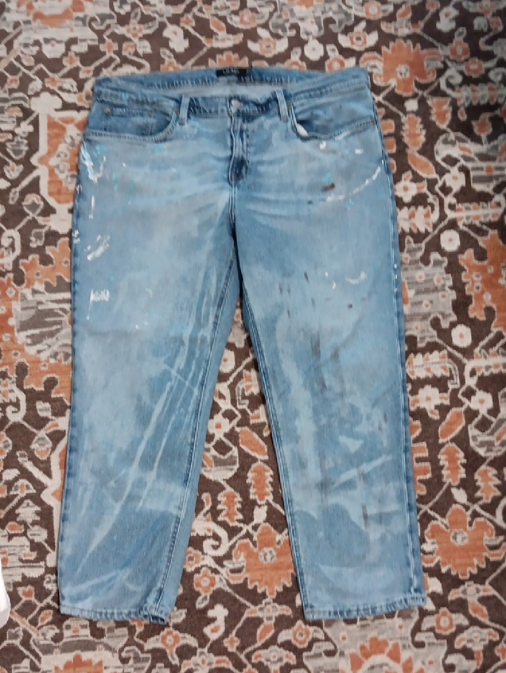 Ralph Lauren Distressed Paint Splatter Cropped Jeans